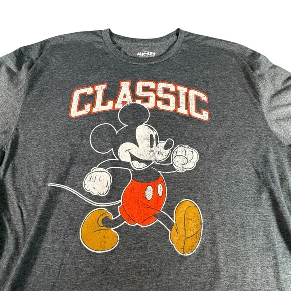 Disney Mickey Mouse Classic T-Shirt Adult XL Gray Red Graphic Tee Vintage Look - Picture 2 of 6